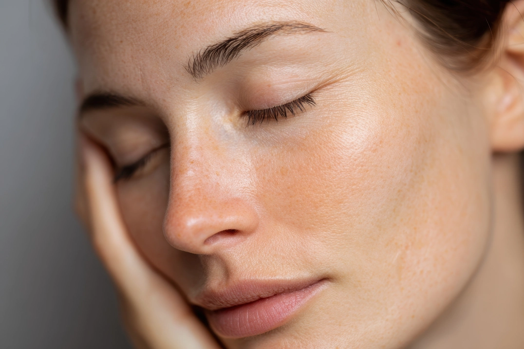 Close-up of healthy facial skin in an area commonly treated with filler